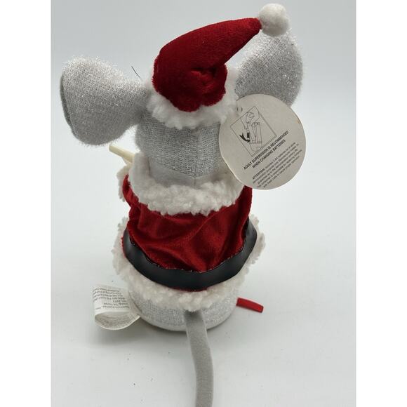 VTG Gemmy Musical Christmas Mouse Santa 8” Plush Animated Plays Here Comes Santa - Picture 2 of 9